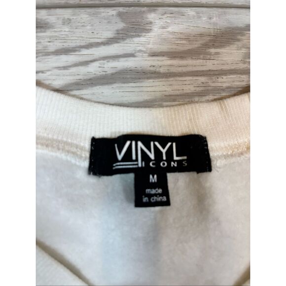 Vinyl ladies gold bow Christmas sweater sweatshirt with Santa hat size M - Picture 8 of 9